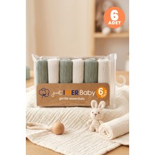 Just Inner Erkek Bebek 6'lı %100 Pamuk Ağız Mendili Düz Renk Dokulu Kutulu Set Nefes Alan Doku (582202)