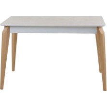 Plasmob 70X120 Dikdörtgen Atlas Serisi Mutfak Masası Balkon Masası (Sadece Masa)-Traverten/beyaz