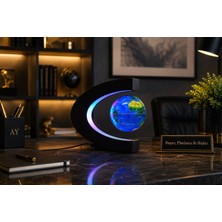 Kesene Led ışıklı Manyetik Havada Dönen Dünya Küresi Dekoratif Masa Lambası Globe Biblo 17 cm