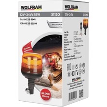 Wolfram LED Tepe Döner Ikaz Lambası Körük Bağlantılı 10 Fonksiyon 12/24V E-Belgeli 48W