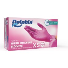 Sh Ticaret Dolphin Pembe Nitril Eldiven Pudrasız (Xs) 100'LÜ Paket