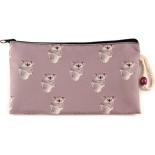 Sh Ticaret Alp Sevimli Kuala Desenli Kalemlik Fermuarlı Makyaj Çantası Büyük Boy 14 cm x 23 cm
