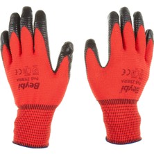 Sh Ticaret Beybi Pn5 Zebra Polyester Örme Nitril Eldiven Çift - No:9 - Kırmızı Siyah