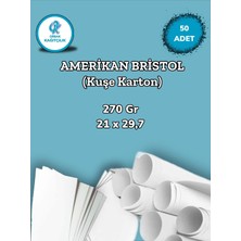 Orbak Kağıtçılık 270 Gr. Amerikan Bristol Kağıt Karton 21X29,7 A4 Ebatında 50 Adet (0,84 Kg)