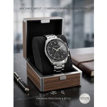 Michael West ⌚ Mıchael West Erkek Kol Saati – Kronograf, Çelik Kordon, Çelik Kasa, Siyah Kadran