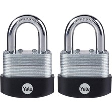 Sh Ticaret Yale Lamine Asma Kilit 2'li Set, 5.6 cm Genişlik, 3 cm Kelepçe, Aynı Anahtarlı