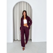 Tlg Giyim Kadın Oversize Tensel Gömlek Pantolon Takım