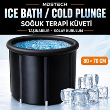 MDSTECH Taşınabilir Buz Banyosu Küveti 80x70 cm – Katlanabilir Yalıtımlı Ice Bath Cold Plunge Soğuk Su Sporcu Küveti