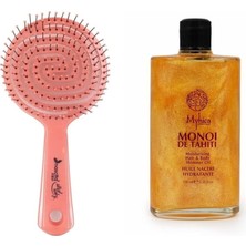Sh Ticaret Pembe Pro Üç Boyutlu Oval Saç Fırçası 02 + Işıltılı Saç & Vücut Nemlendirici - 100 ml