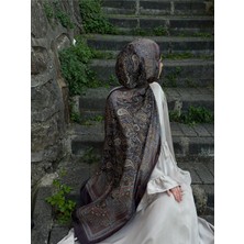 Qalortex Scarf Pamuklu Etnik Desen Şal-Kahve