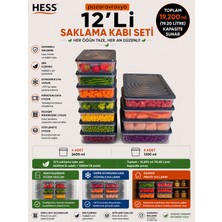 Hess Mikrodalga ve Difriz Uyumlu 12 Adet Saklama Kabı Seti 2400MLX4 1200MLX8