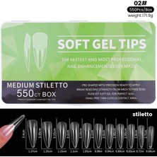 Sh Ticaret Tırnakmania Yeni Nesil Jel Destekli Medium Stiletto Tips 550 Adet (55564-02) 3856