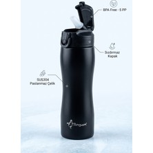 Penguen 750 ml Çelik Su Matarası Sporcu Matarası Çocuk Pipetli Çelik Suluk Sızdırmaz SUS304 Bpa Free