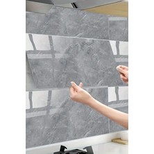 Sh Ticaret Chermik 60X30 cm Gri Mermer Desenli Alüminyum Plastik Duvar Sticker - Su, Toz Geçirmez, Yapı