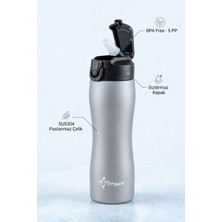 Penguen 750 ml Çelik Su Matarası Sporcu Matarası Çocuk Pipetli Çelik Suluk Sızdırmaz SUS304 Bpa Free