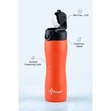 Penguen 750 ml Çelik Su Matarası Sporcu Matarası Çocuk Pipetli Çelik Suluk Sızdırmaz SUS304 Bpa Free