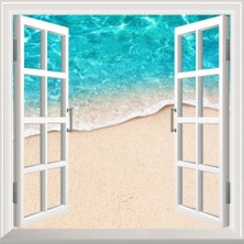 Sh Ticaret Pencere Poster Duvar Kağıdı Deniz Kenarı Yapışkanlı Sticker