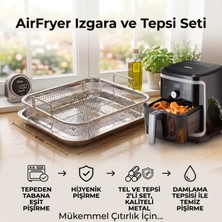Russet 2'li Çelik Küçük Boy Airfryer Tel Izgara ve Tepsi Seti