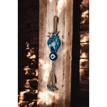 Revard Home Nazar Boncuklu Bilge Fil Figürlü Seramik El Yapımı Dekoratif Duvar Süsü Eşyası 7,5X35 cm