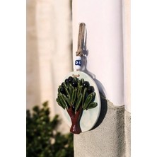 Revard Home Nazar Boncuklu Doğal Zeytin Ağaçlı Seramik El Yapımı Dekoratif Duvar Süsü Eşyası 19X19 cm