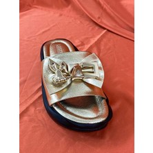 Lescarpe LES058 Altın Gold Ortopedik Dolgu Topuk Terlik