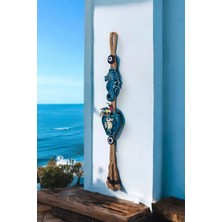 Revard Home Nazar Boncuklu Denizatı ve Denizatılı Saksı Figürlü Seramik El Yapımı Dekoratif Duvar Süsü 7X45 cm