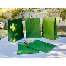 Orbak Kağıtçılık 1.kalite 18X8X24 cm 1’ Li Yeşil Renkli Kraft Kağıt Çanta, Hediye Poşeti, Hediye Paketi, Kraft Çanta