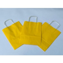 Orbak Kağıtçılık 1.kalite 18X8X24 cm 3’ Lü Sarı Renkli Kraft Kağıt Çanta, Hediye Poşeti, Hediye Paketi, Kraft Çanta