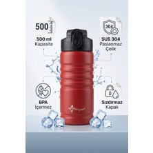 Penguen Çocuk Pipetli Çelik Suluk ve Matara 500 ml Sızdırmaz Bpa Free SUS304 Okul Su Matarası