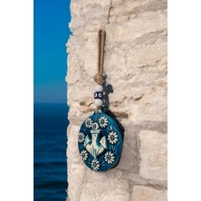 Revard Home Nazar Boncuklu Denizci Çapa Figürlü Seramik El Yapımı Dekoratif Duvar Süsü Eşyası 13X13 cm
