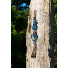 Revard Home Nazar Boncuklu Baykuş ve Baykuşlu Saksı Figürlü Seramik El Yapımı Dekoratif Duvar Süsü 7X45 cm