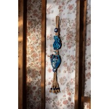 Revard Home Nazar Boncuklu Zarif Kedi ve Kedili Saksı Seramik El Yapımı Dekoratif Duvar Süsü 7X45 cm