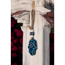 Revard Home Nazar Boncuklu Şık Fatma Ana Eli Figürlü Seramik El Yapımı Dekoratif Duvar Süsü Eşyası 7X25 cm