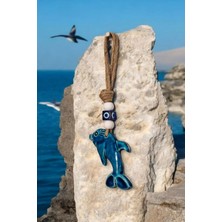 Revard Home Nazar Boncuklu Sevimli Yunus Figürlü Seramik El Yapımı Dekoratif Duvar Süsü Eşyası 9X25 cm