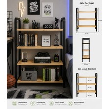 Çavdar Group 4 Katlı Kitaplık, Çok Amaçlı Dekoratif Raf, Plastik Çerçeveli- 70CM Ahşap Çıtalı Kitaplık Rafı