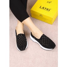 Layki 0000073 Renk Siyah  Fileli Tasarım Terlik & Sandalet Sneaker