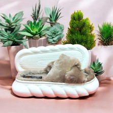Akınalbella Akınal Bella E186 Renk Vizon Kışlık Kadın Peluş Ev Terliği