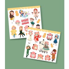 Minithingsart Anya 2 Li Sticker Set Spy x Family Parlak Sticker Hediye Etiket Çıkartmaları Anime Süsleme
