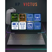 Hp Victus Gaming Laptop Ryzen 7 7445HS 16 GB Ddr5, 512 GB Ssd, Rtx 4050/6GB,144 Hz, 15.6"fhd (1920X1080), IPS Panel, Freedos + Tekden Çanta