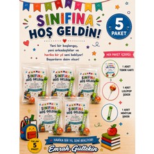 Emrah Gültekin Sınıfına Hoş Geldin Hediye Paketi 5’li Set – Tebrik Kartı + Lolipop + Mini Şeker Okul Hediyelik