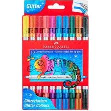 Faber Castell Çift Renk 10'lu Simli Keçeli Kalem