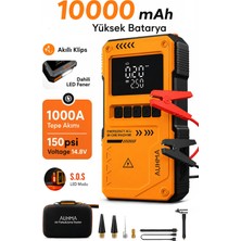 Exenar Akıllı Akü Takviye Cihazı Hava Kompresörü 150PSI Jump Starter 10000MAH Mah 4in1 Marş ve Hava Pompası