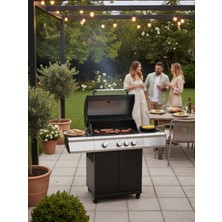 Tarrington House Paxton Gazlı Mangal Brülörlü Büyük Barbekü 3+1 Siyah Döküm Izgara ile 60x41 cm Alan