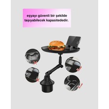 Eco Lounge 360° Döner Araç Bardaklık Tepsisi Geniş Yemek Alanlı Telefon Standlı