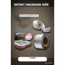Eco Lounge Kare Desenli Gümüş Metalik 10CMX5M Yapışkan Bant 5li Paket Çatı Duvar Boru Onarım BX-313441