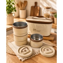 Favora 4'lü Çelik Termoslu Lunch Box Yemek Kabı Seti