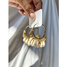 Gözde Tasarım Butik Kadın Ithal Özel Seri Deniz Kabuklu Çelik Halka Küpe