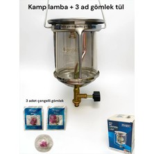 MOOD CLASS 2kg Dar Çemberli Küçük Piknik Tüplere Uyumlu Tüpgaz Lambası Lüks Kamp Lamba + 3 Ad Çengelli Tül Gömlek