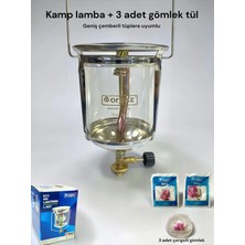 MOOD CLASS Büyük Boy Kamp Lamba Geniş Çemberli Küçük Piknik Tüplere Uyumlu Tüp Gaz Lüks Lamba + 3 Adet Çengelli Gömlek Tül