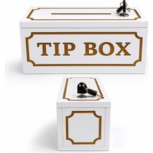 Bozkurt Cnc Bahşiş Kutusu Tip Box %100 Beyaz Mdf Cnc Kalıcı Tip Box Yazılı Şık Görünüm Kilitli ve 2 Anahtarlı